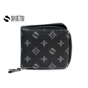Shigetsu Signature YUBARI Monogram Leather Folding Wallet with Attached Flip Pocket for Men Bifold
