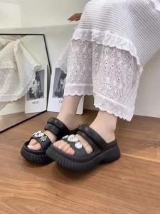 [Free Shipping] New Women’S Shoes: Fashionable Casual And Comfortable Women’S Sandals And Slippers Featuring A One-Strap Design Platform Sole And Thick Soles Perfect For The Beach