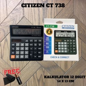 Kalkulator Sedang Auto Off Display Besar 12 Digit 120 Steps Sekolah Dagang Kantor Ukuran 14 x 13cm CT 738