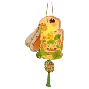 WISH BOUTIQUE Glowing Rabbit Lanterns Cartoon Luminous Lantern DIY Material Package Cute Flower Light Mid-Autumn Festival Lantern Mid-Autumn Festival