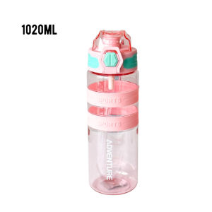 [READY STOCK 🛒]1020ml Transparent Minimalist Bottle – Rope Handle + Pop-Up Lid Comfortable Grip