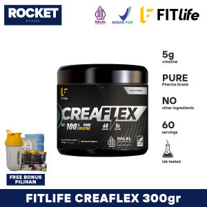 FITLIFE Creaflex Creatine Monohydrate 300 gram - Suplemen Fitness Kreatin Monohidrat 60 saji