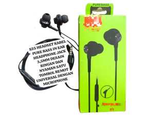 S25 HEADSET KABEL PURE BASS IN EAR HEADPHONE SUPER BAS HEADSFREE HIGH QUALITY MUSIC GAMING MEGA WIRE