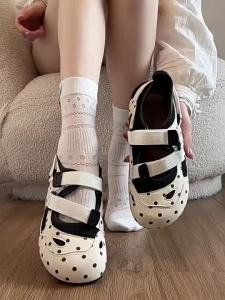 [Free Shipping] Polka Dot Thick-Soled Platform Sandals With A Closed-Toe Design WomenS Summer Outdoor Wear 2026 New Summer Style Slip-On Sandals For Women