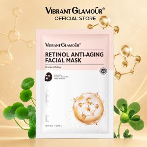 VIBRANT GLAMOUR Double A Retinol Facial Mask Anti-Wrinkle Anti Aging Whitening Sheet Masks Reduce Fine Lines Fading Dark Spots Melamsa Firming Hyaluronic Acid Deep Moisturizing Nourishing Oil-control Pore Minimizar Lifting Tender Skin Care 1pcs