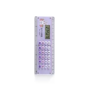 MIRELINA Ultra-thin Straight Ruler With Calculator 8 Digit 15cm Stationery Drawing Tool Cartoon Students Measuring Ruler Office