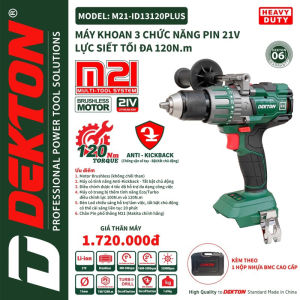 Thân Máy Khoan 3 Chức Năng Dekton M21-ID13120PLUS - Anti Kickback - Chống Vặn Cổ Tay