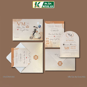 BTN101-334 - Thiệp cưới dạng ngang 17.6x12.6cm chất liệu Giấy Ánh Kim Thơm 210g