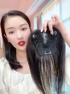 12*13-25/30cm 100% Human Hair Piece Black And Mocha Brown  Hair Topper Hair Replacement Cover White Hair Breathable And Lightweight Wig Increase Hair Volume For Woman