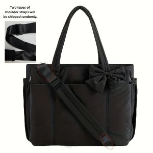 Padded Tote BagLarge Capacity Women Bow Crossbody Shoulder BagStudent Commuter Yoga Gym Travel Messenger BagVersatile HandbagWomens Shoulder Bag