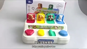 Stimulating Baby Activity Toy with Popping Animals Design for Fine Motor Skill Development and Learning Sensory Board Toy