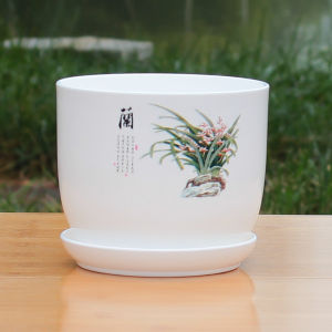 LZD Imitation Pottery White Porcelain PP Resin Extra Large Plum Blossoms Orchids Bamboo and Chrysanthemum Pot Indoor Pot Simple Bowl Lotus Succulent Clivia Pot