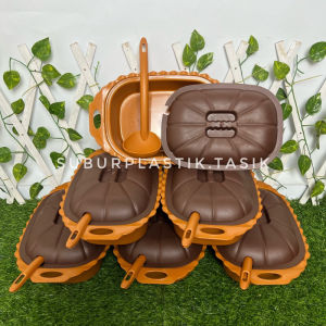 6 Pcs Basi Prasmanan Ls Nagoya FREE CENTONG Wadah Sayur Plastik Coklat Tahan Panas Kapasitas Besar Food Grade Bakul Nasi Cantik