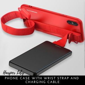 3-in-1 Phone Case with Charging Cable and Wrist Strap for iPhone | iPhone XS iPhone X iPhone 11 Pro Max iPhone 11 Pro iPhone 12/12 Pro iPhone 12 Pro Max iPhone XS Max