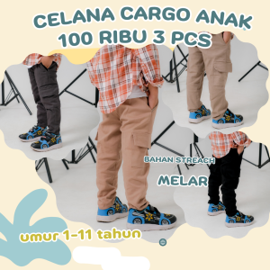 PAKET HEMAT 3 PCS CELANA CARGO ANAK PANJANG