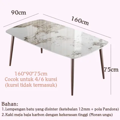⚡Batu Tulis Nyata&Kemasan Bingkai Kayu⚡Meja Makan Batu Tulis/Meja Makan Batu Sinter/Meja Makan Persegi Panjang Besar/Tanpa Kursi/Ruang Belajar/Meja Makan Minimalis Chb