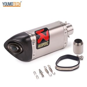 Motorcycle Exhaust Muffler Pipe Escape Moto Akrapovic Canister End PIPE with DB killer Real Carbon Fiber 350MM 395MM 495MM Universal For KTM DUKE690 RC390 CBR150 MT-07 R6 MT-09 ninja400 cfmoto 300SR NK650 ETC
