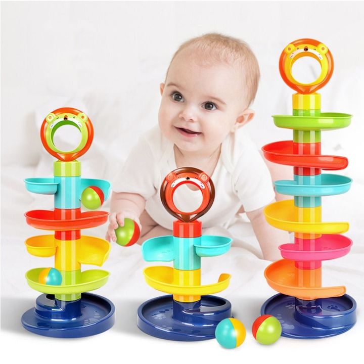 ZANWIT Plastic Rolling Ball Pile Tower Lion Ball Rotating Track Toy ...