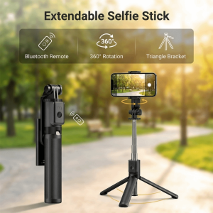 COOLCELLS Xoay 360 độ Gậy tự sướng có thể kéo dài. Cần kéo dài Điều khiển từ xa Bluetooth Gậy chụp ảnh selfie Bluetooth Siêu di động Nhỏ gọn Gậy tự sướng kiêm chân máy ảnh Vlog du lịch
