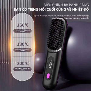 Lược Điện Duỗi Tóc Ion Âm Không Dây Màn Hình Số 3 Chế Độ Nhiệt Tạo Tóc Mượt Tạo Kiểu Nhanh.