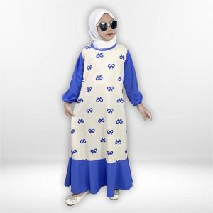 Gamis Anak Sofia  Bahan Soft Knit Motif Pita WYNOLA 830