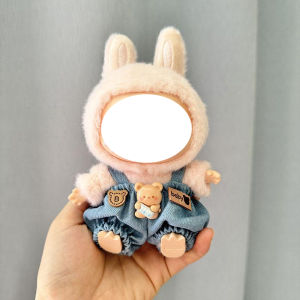 (Super Fan) 17cm Mini Plush DollS Clothes Outfit Accessories For Korea Kpop Exo Labubu I II Idol Dolls Sitting Party overalls Clothing Gift