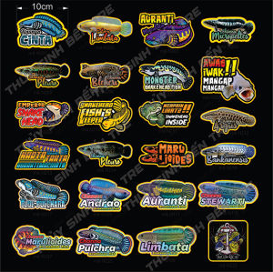 sticker - tem dán cá lóc cảnh 10cm - trang trí hồ cá theo phong cách indo - màu sắc bắt mắt