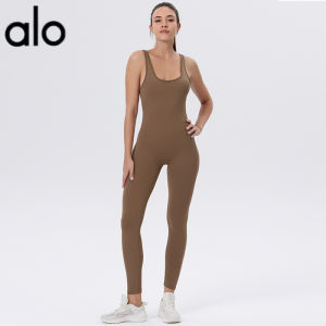 ALO- ชุดโยคะยุโรปและอเมริกา กางเกงรัดรูป กางเกงยาวรวบรวมสะโพกสีพีช กีฬาฟิตเนส ชุดโยคะอากาศที่สวยงาม  Al0-yoga