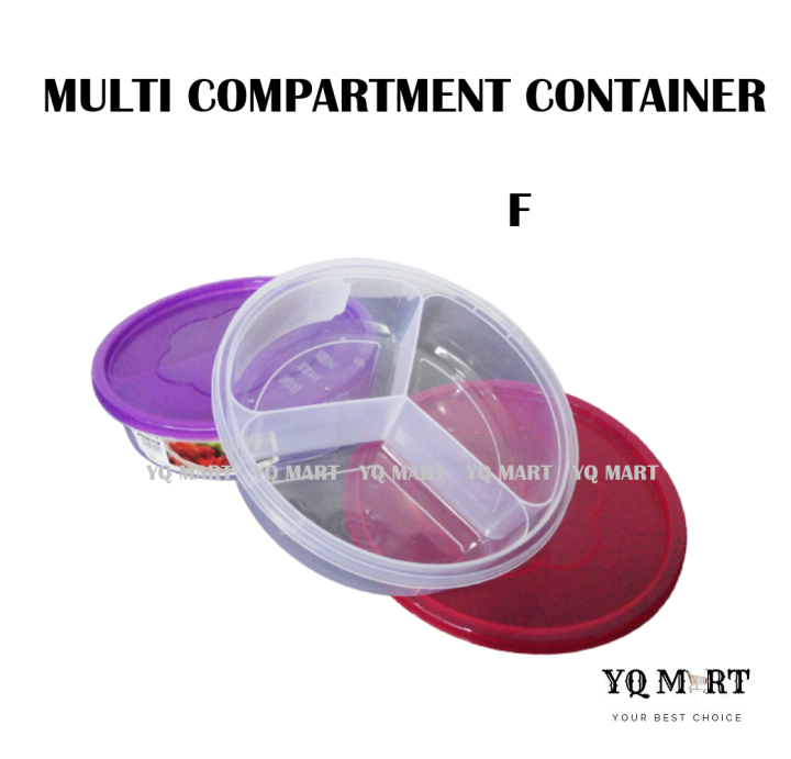 Round Multi Compartment Container/ Candy Tray/ Lunch Box/ Botol Kuih ...