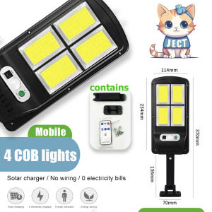 JECT Solar COB light outdoor Wireless waterproof 3 Modes Motion sensor with remote control Street Wall Lamp