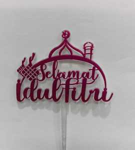 Topper Kue Idul Fitri Lebaran 8cm - Ungu Glossy