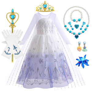 Girls Elsa Costume Kids Snow Queen Role Play Princess Dress Carnival Party Children Birthday Clothing Prom Gown Cosplay Outfits