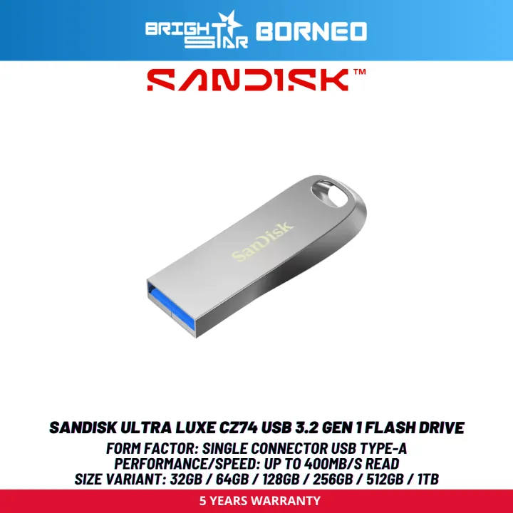 SANDISK Ultra Luxe CZ74 USB 3.2 GEN 1 Flash Drive - 512GB/1TB