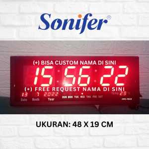 SONIFER Jam Dinding Digital FREE REQUEST NAMA LED Clock 48 x 19 cm