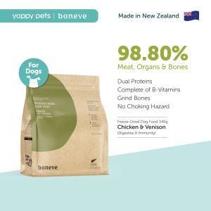 Boneve Freeze-Dried Raw Prey Dog Food 340g | complete diet fresh dog food topper beef hoki chicken venison lamb trevally