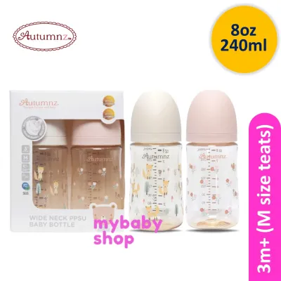 Autumnz PPSU Wide Neck BPA Free Feeding Bottle 4oz/6oz/8oz/10oz- Single Pack/ Twin Pack