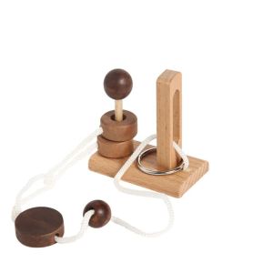 COMPILA Toy For Children Fun Wooden Developmental Toys 3D Rope Ring Puzzle Game Intelligent Unlock Toy Thinking Games IQ Unlocking Toys Wooden Puzzle