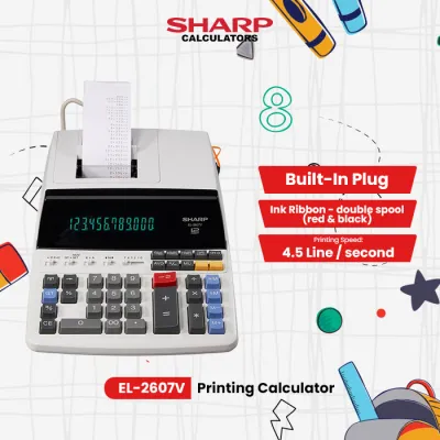 Sharp Printing Calculator EL-2607V. Calculator with receipt printing. Adding Machine Heavy Duty Fast Printing.