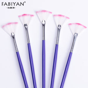 5Pcs Nail Art Fan shape Brush Pen Dust Cleaning Purple Brush for Gradient Painting Creating Manicure Drawing Brush Nail Design Tools