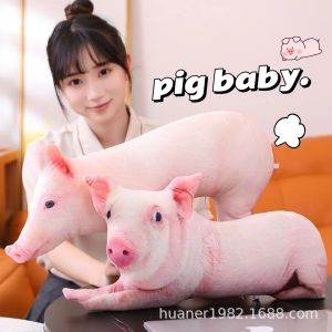 JOJO CASTLE New 3D Simulation Pig Pillow Huggable Stuffed Real Life Piggy Doll Funny Neck Pillow Soft Back Cushion Sofa Decor Gifts 猪抱枕