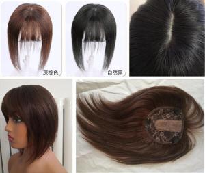30cm length 8*12cm / 13*13cm 3D Human hair straight topper/toupee with bangs for women/girl