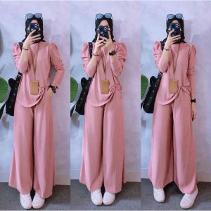 Setelan Wanita Madina Set Celana Cutbray Cringkel Airflow Jumbo By Olivia Dress