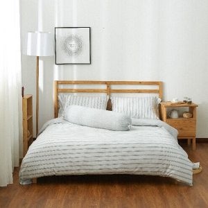 Cotton Pure™ Menatee Grey Stripe Jersey Cotton Fitted Sheet Set
