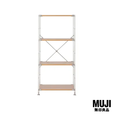มูจิ เซ็ตชั้นวางของประกอบเอง - MUJI Steel Unit Shelf Oak Veneer Shelf Set M (W58 x D41 x H 120 cm) (A+B) ส่วนประกอบมี 2 กล่อง