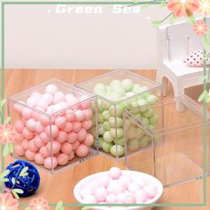 Green sea Clear Acrylic Square Cube Box With Lids Durable Candy Box Multiple Uses Transparent Case Organizer Container