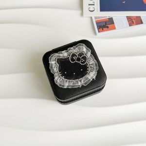 BEAUTYLADIES ที่เก็บของแบบแบ่งโซน กล่องเครื่องประดับหนัง แมวเคที พร้อมซิป ที่เก็บแหวน สร้อยคอ ต่างหู น่ารัก คริสตัล กล่องแสดงเครื่องประดับ ผู้หญิง