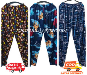 CELANA DALEMAN GAMIS CELANA PANJANG WANITA DEWASA MOTIF BUNGA-BUNGA SANTAI SEHARI HARI DIRUMAH