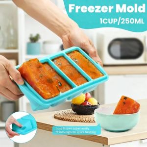 Silicone Freezer Molds With Lid Food Grade Fresh-keeping Meal Prep Tray for kitchen and bar