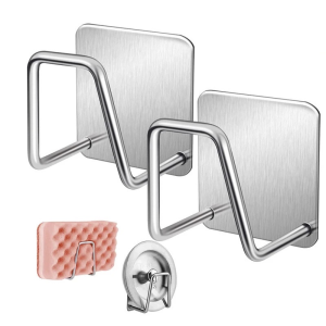 Sink Sponge Holder - Stainless Steel Rust Sink Sponges Holder Self Adhesive Drain Drying Rack