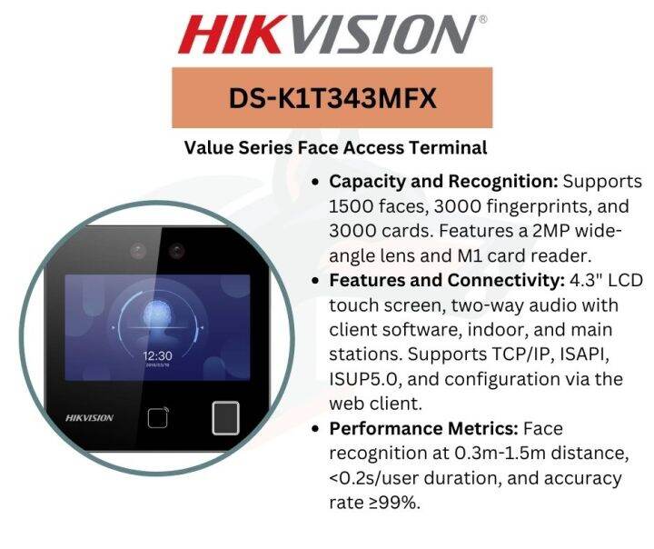 Face Recognition Terminal W/ Fingerprint Biometrics DS-K1T343MFX ...